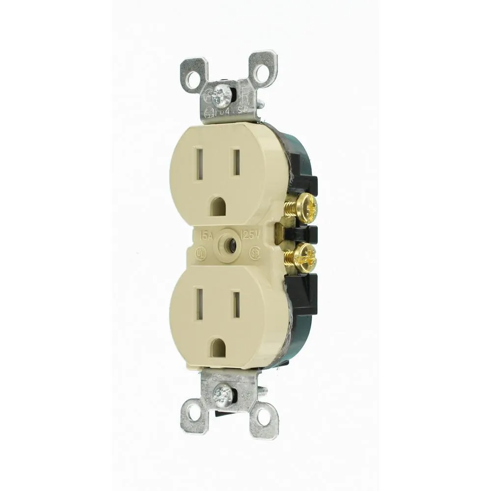 15 Amp Tamper Resistant Duplex Outlet, Ivory (10-Pack)