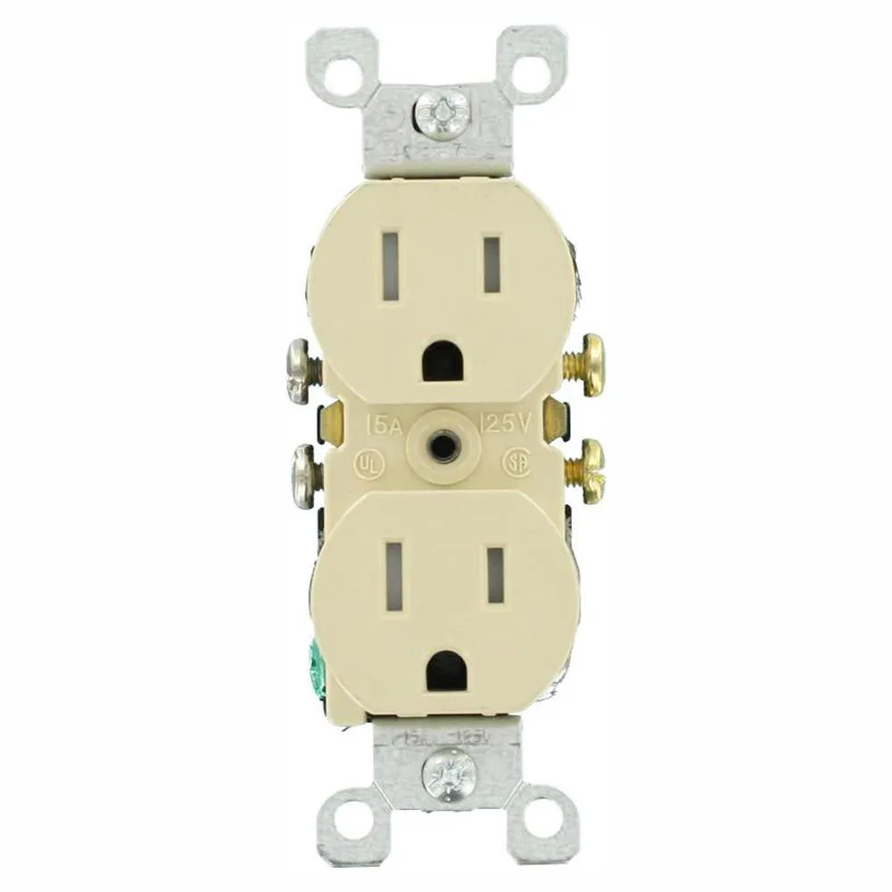 15 Amp Tamper Resistant Duplex Outlet, Ivory (10-Pack)