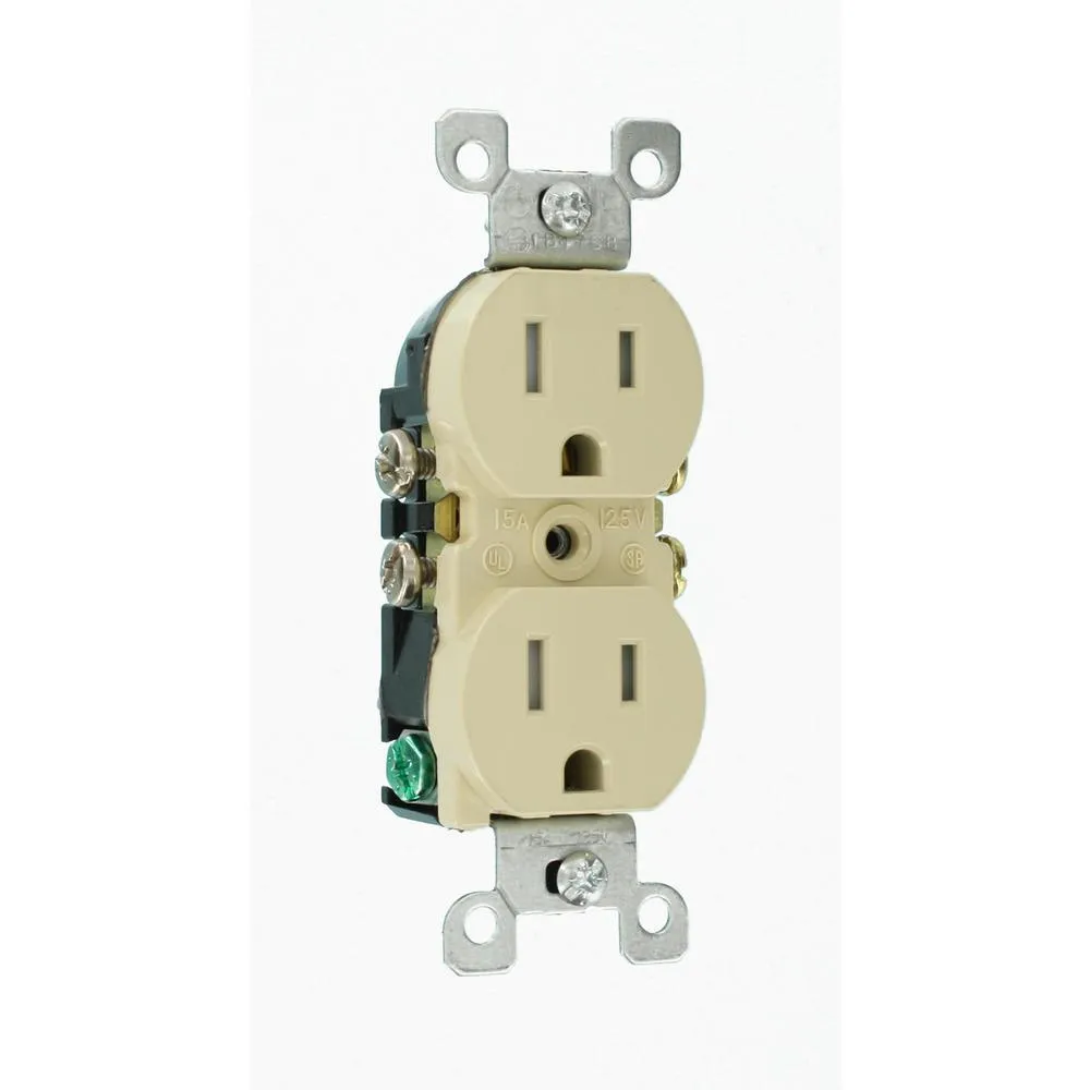 15 Amp Tamper Resistant Duplex Outlet, Ivory (10-Pack)
