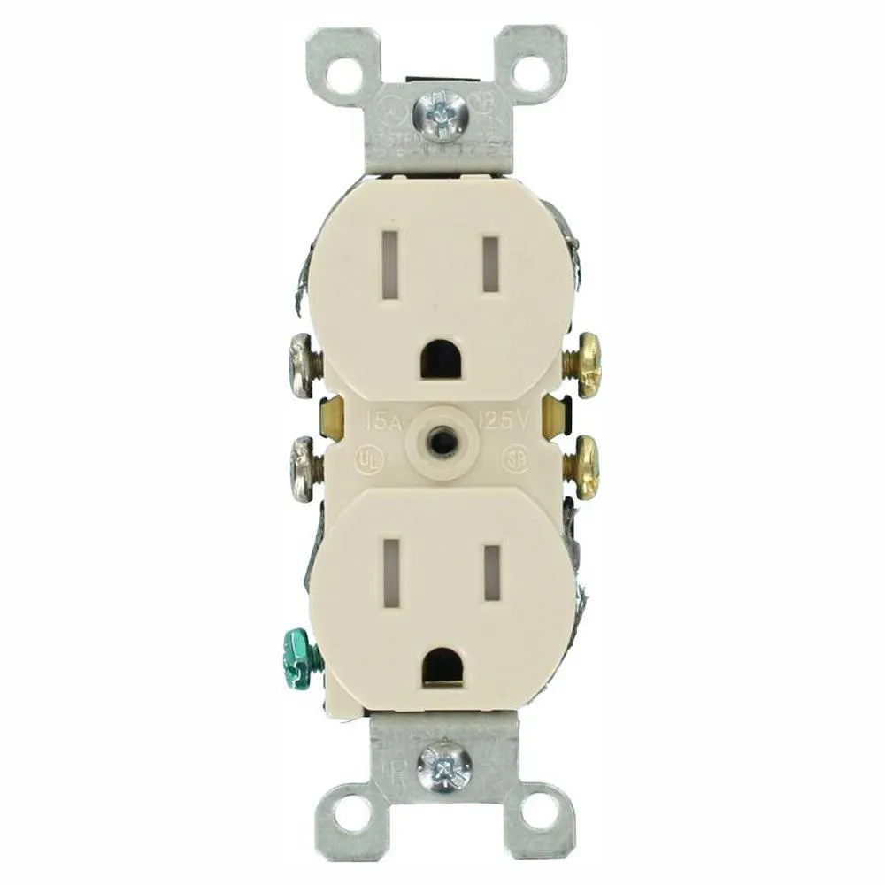 15 Amp Tamper Resistant Duplex Outlet, Ivory (10-Pack)