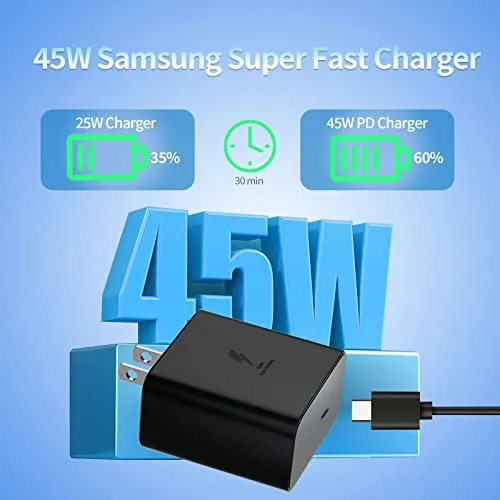 2Pack 45W USB C Super Fast Charger, Android Phone Wall Charger Fast Charging with 5FT USB Type C Cable for Samsung Galaxy S24 S23 Ultra/S23 /S22 Ultra/S22 /S22/S20/Note 10/20 (10FT-2Pack)