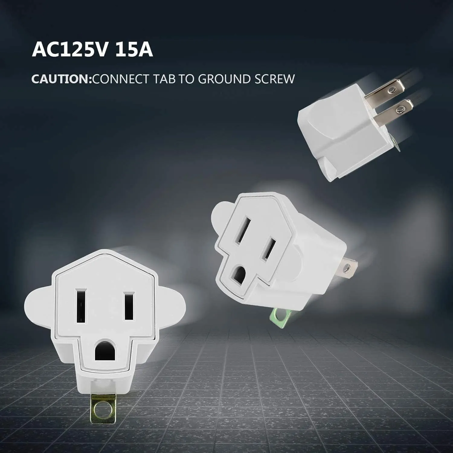 3 Prong to 2 Prong Polarized Grounding Adapter, Wall Outlet Converter  3-Prong Adapter Fireproof Material 392℉ Resistant Heavy Duty for Household, Christmas Light, Indoor Use Only, 10 Pack
