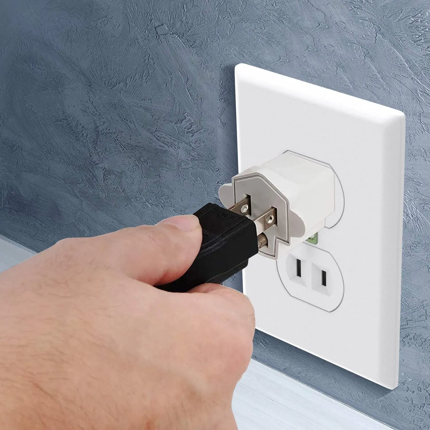 3 Prong to 2 Prong Polarized Grounding Adapter, Wall Outlet Converter  3-Prong Adapter Fireproof Material 392℉ Resistant Heavy Duty for Household, Christmas Light, Indoor Use Only, 10 Pack