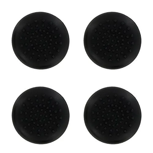 4 x Assecure black TPU protective analogue thumb grip stick caps for Sony PS4 co