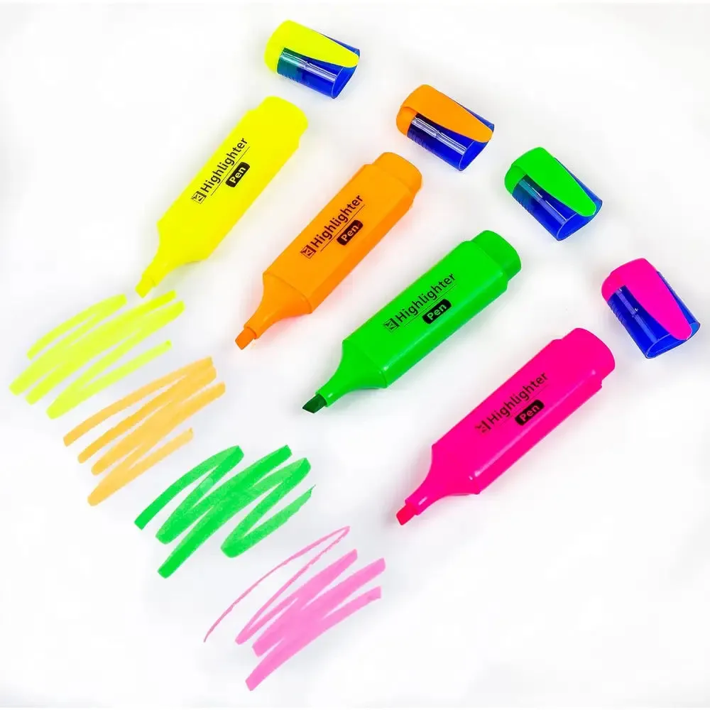 Anker Stationery Highlighter Pens - Assorted Colours 4pk