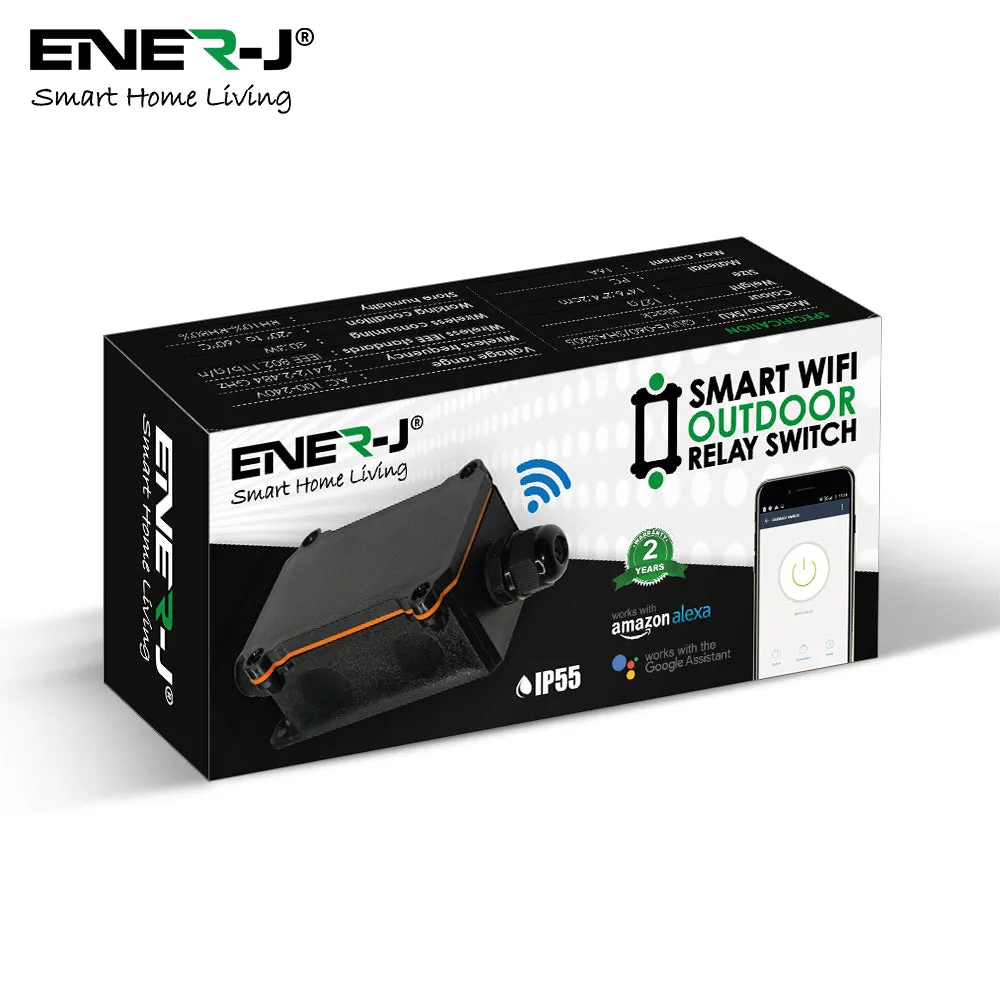 Smart WiFi Outdoor Relay Switch, In Line Switch, Black [Energy Class A ]
